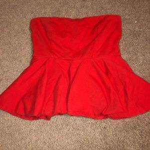 Red flair tube top